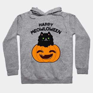 Meowloween Cute Halloween Cat Pumpkin Pun Hoodie